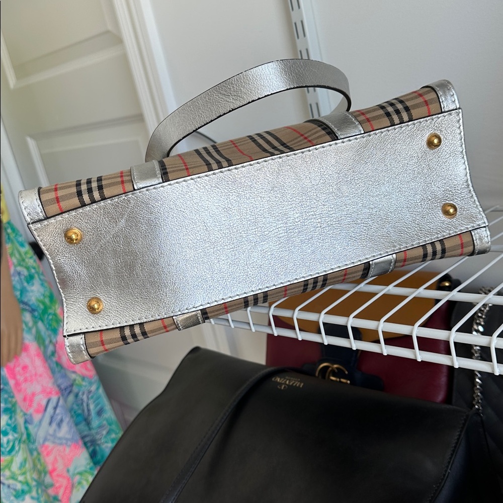 Authentic Burberry Checkered Tote Bag with Silver Accents - Picture 9 of 16